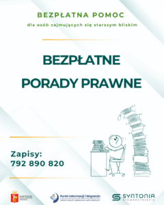 Zaproszenie do skorzystania z bezpłatnych porad prawnych dla opiekujących się bliskimi z demencją