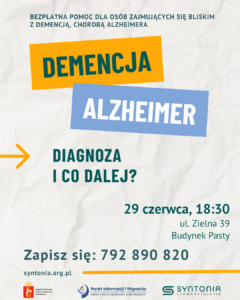 Zaproszenie na bezpłatne spotkanie dla osób opiekujących się bliskim z demencją