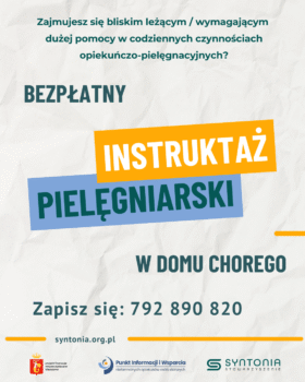 Informacja o możliwości skorzystania z bezpłatnego instruktażu pielęgniarki w domu dotyczącego opieki nad bliskim