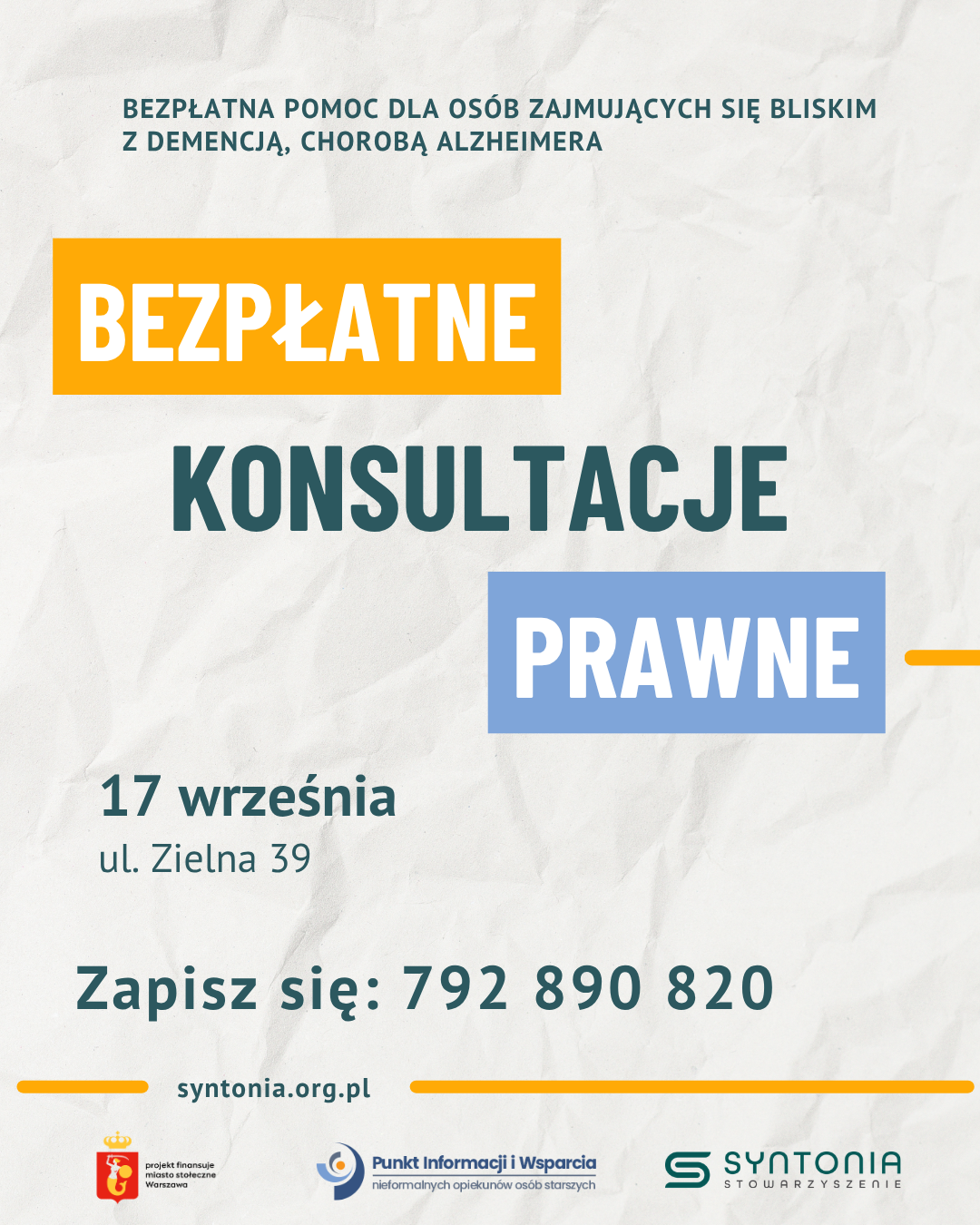 bezpłatne konsultacje prawne dla rodzin osób z demencją